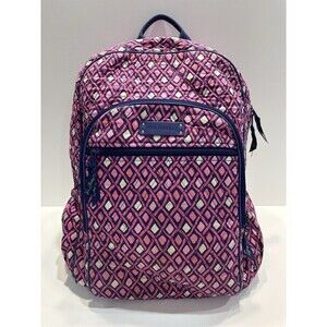 VERA BRADLEY Katalina Pink Diamonds Campus Backpack Blue White Bag Retired